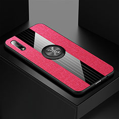 Silikon Hülle Handyhülle Ultra Dünn Schutzhülle Tasche Silikon mit Magnetisch Fingerring Ständer für Huawei Honor 9X Pink