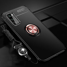 Silikon Hülle Handyhülle Ultra Dünn Schutzhülle Tasche Silikon mit Magnetisch Fingerring Ständer für Huawei Honor View 30 5G Plusfarbig