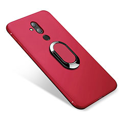 Silikon Hülle Handyhülle Ultra Dünn Schutzhülle Tasche Silikon mit Magnetisch Fingerring Ständer für Huawei Mate 20 Lite Rot