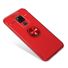 Silikon Hülle Handyhülle Ultra Dünn Schutzhülle Tasche Silikon mit Magnetisch Fingerring Ständer für Huawei Mate 20 Rot