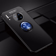 Silikon Hülle Handyhülle Ultra Dünn Schutzhülle Tasche Silikon mit Magnetisch Fingerring Ständer für Huawei Mate 30 5G Blau