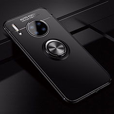 Silikon Hülle Handyhülle Ultra Dünn Schutzhülle Tasche Silikon mit Magnetisch Fingerring Ständer für Huawei Mate 30E Pro 5G Schwarz