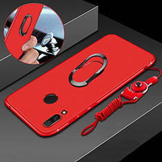 Silikon Hülle Handyhülle Ultra Dünn Schutzhülle Tasche Silikon mit Magnetisch Fingerring Ständer für Huawei Nova 3i Rot