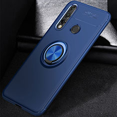 Silikon Hülle Handyhülle Ultra Dünn Schutzhülle Tasche Silikon mit Magnetisch Fingerring Ständer für Huawei Nova 4e Blau