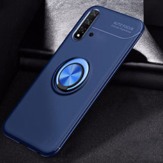 Silikon Hülle Handyhülle Ultra Dünn Schutzhülle Tasche Silikon mit Magnetisch Fingerring Ständer für Huawei Nova 5 Pro Blau
