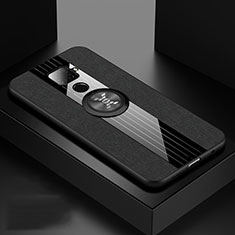 Silikon Hülle Handyhülle Ultra Dünn Schutzhülle Tasche Silikon mit Magnetisch Fingerring Ständer für Huawei Nova 5i Pro Schwarz