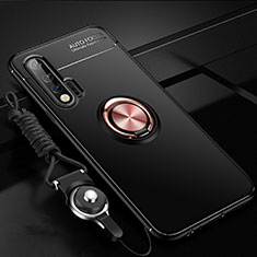 Silikon Hülle Handyhülle Ultra Dünn Schutzhülle Tasche Silikon mit Magnetisch Fingerring Ständer für Huawei Nova 6 5G Rosa