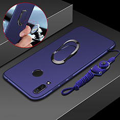 Silikon Hülle Handyhülle Ultra Dünn Schutzhülle Tasche Silikon mit Magnetisch Fingerring Ständer für Huawei P Smart+ Plus Blau