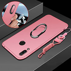 Silikon Hülle Handyhülle Ultra Dünn Schutzhülle Tasche Silikon mit Magnetisch Fingerring Ständer für Huawei P Smart+ Plus Rosa