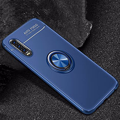 Silikon Hülle Handyhülle Ultra Dünn Schutzhülle Tasche Silikon mit Magnetisch Fingerring Ständer für Huawei P30 Blau