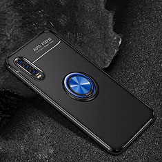 Silikon Hülle Handyhülle Ultra Dünn Schutzhülle Tasche Silikon mit Magnetisch Fingerring Ständer für Huawei P30 Blau und Schwarz