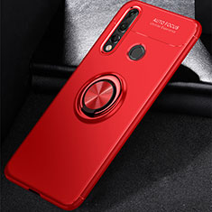 Silikon Hülle Handyhülle Ultra Dünn Schutzhülle Tasche Silikon mit Magnetisch Fingerring Ständer für Huawei P30 Lite Rot