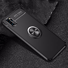 Silikon Hülle Handyhülle Ultra Dünn Schutzhülle Tasche Silikon mit Magnetisch Fingerring Ständer für Huawei P30 Pro New Edition Schwarz