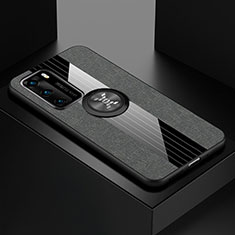 Silikon Hülle Handyhülle Ultra Dünn Schutzhülle Tasche Silikon mit Magnetisch Fingerring Ständer für Huawei P40 Grau