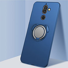 Silikon Hülle Handyhülle Ultra Dünn Schutzhülle Tasche Silikon mit Magnetisch Fingerring Ständer für Nokia 7 Plus Blau