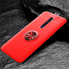 Silikon Hülle Handyhülle Ultra Dünn Schutzhülle Tasche Silikon mit Magnetisch Fingerring Ständer für Oppo Reno2 Z Rot