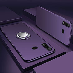 Silikon Hülle Handyhülle Ultra Dünn Schutzhülle Tasche Silikon mit Magnetisch Fingerring Ständer für Samsung Galaxy A6s Violett