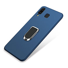 Silikon Hülle Handyhülle Ultra Dünn Schutzhülle Tasche Silikon mit Magnetisch Fingerring Ständer für Samsung Galaxy A8 Star Blau