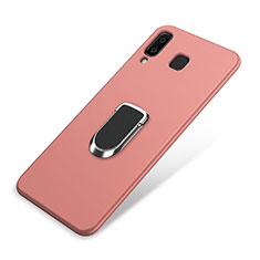 Silikon Hülle Handyhülle Ultra Dünn Schutzhülle Tasche Silikon mit Magnetisch Fingerring Ständer für Samsung Galaxy A8 Star Rosa