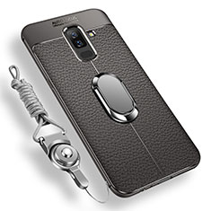 Silikon Hülle Handyhülle Ultra Dünn Schutzhülle Tasche Silikon mit Magnetisch Fingerring Ständer für Samsung Galaxy A9 Star Lite Grau