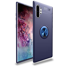 Silikon Hülle Handyhülle Ultra Dünn Schutzhülle Tasche Silikon mit Magnetisch Fingerring Ständer für Samsung Galaxy Note 10 Plus Blau