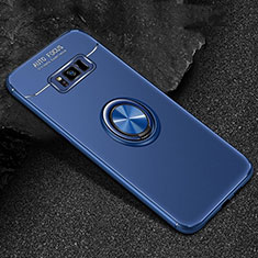 Silikon Hülle Handyhülle Ultra Dünn Schutzhülle Tasche Silikon mit Magnetisch Fingerring Ständer für Samsung Galaxy S8 Blau