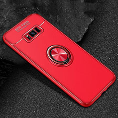 Silikon Hülle Handyhülle Ultra Dünn Schutzhülle Tasche Silikon mit Magnetisch Fingerring Ständer für Samsung Galaxy S8 Plus Rot