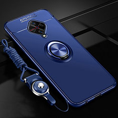 Silikon Hülle Handyhülle Ultra Dünn Schutzhülle Tasche Silikon mit Magnetisch Fingerring Ständer für Vivo S1 Pro Blau