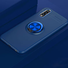Silikon Hülle Handyhülle Ultra Dünn Schutzhülle Tasche Silikon mit Magnetisch Fingerring Ständer für Xiaomi CC9e Blau