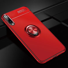 Silikon Hülle Handyhülle Ultra Dünn Schutzhülle Tasche Silikon mit Magnetisch Fingerring Ständer für Xiaomi CC9e Rot