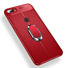 Silikon Hülle Handyhülle Ultra Dünn Schutzhülle Tasche Silikon mit Magnetisch Fingerring Ständer für Xiaomi Mi 8 Lite Rot