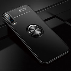 Silikon Hülle Handyhülle Ultra Dünn Schutzhülle Tasche Silikon mit Magnetisch Fingerring Ständer für Xiaomi Mi A3 Schwarz