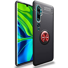 Silikon Hülle Handyhülle Ultra Dünn Schutzhülle Tasche Silikon mit Magnetisch Fingerring Ständer für Xiaomi Mi Note 10 Pro Rot und Schwarz