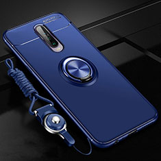 Silikon Hülle Handyhülle Ultra Dünn Schutzhülle Tasche Silikon mit Magnetisch Fingerring Ständer für Xiaomi Redmi K30 4G Blau