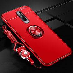 Silikon Hülle Handyhülle Ultra Dünn Schutzhülle Tasche Silikon mit Magnetisch Fingerring Ständer für Xiaomi Redmi K30 4G Rot