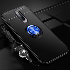 Silikon Hülle Handyhülle Ultra Dünn Schutzhülle Tasche Silikon mit Magnetisch Fingerring Ständer für Xiaomi Redmi K30 5G Blau und Schwarz
