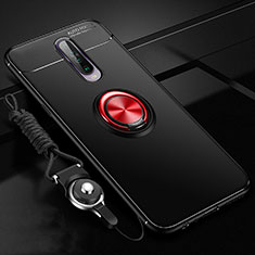 Silikon Hülle Handyhülle Ultra Dünn Schutzhülle Tasche Silikon mit Magnetisch Fingerring Ständer für Xiaomi Redmi K30 5G Rot und Schwarz