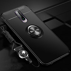 Silikon Hülle Handyhülle Ultra Dünn Schutzhülle Tasche Silikon mit Magnetisch Fingerring Ständer für Xiaomi Redmi K30 5G Schwarz