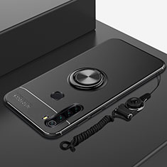 Silikon Hülle Handyhülle Ultra Dünn Schutzhülle Tasche Silikon mit Magnetisch Fingerring Ständer für Xiaomi Redmi Note 8 (2021) Schwarz
