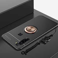 Silikon Hülle Handyhülle Ultra Dünn Schutzhülle Tasche Silikon mit Magnetisch Fingerring Ständer für Xiaomi Redmi Note 8 Gold und Schwarz