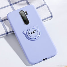 Silikon Hülle Handyhülle Ultra Dünn Schutzhülle Tasche Silikon mit Magnetisch Fingerring Ständer für Xiaomi Redmi Note 8 Pro Blau