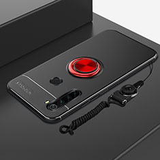 Silikon Hülle Handyhülle Ultra Dünn Schutzhülle Tasche Silikon mit Magnetisch Fingerring Ständer für Xiaomi Redmi Note 8 Rot und Schwarz