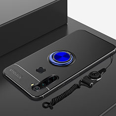Silikon Hülle Handyhülle Ultra Dünn Schutzhülle Tasche Silikon mit Magnetisch Fingerring Ständer für Xiaomi Redmi Note 8T Blau und Schwarz