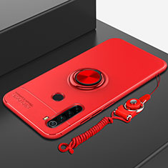 Silikon Hülle Handyhülle Ultra Dünn Schutzhülle Tasche Silikon mit Magnetisch Fingerring Ständer für Xiaomi Redmi Note 8T Rot