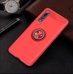 Silikon Hülle Handyhülle Ultra Dünn Schutzhülle Tasche Silikon mit Magnetisch Fingerring Ständer S01 für Huawei P20 Pro Rot
