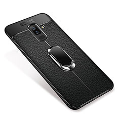 Silikon Hülle Handyhülle Ultra Dünn Schutzhülle Tasche Silikon mit Magnetisch Fingerring Ständer S01 für Samsung Galaxy A6 Plus Schwarz