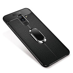 Silikon Hülle Handyhülle Ultra Dünn Schutzhülle Tasche Silikon mit Magnetisch Fingerring Ständer S01 für Samsung Galaxy A9 Star Lite Schwarz