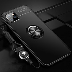 Silikon Hülle Handyhülle Ultra Dünn Schutzhülle Tasche Silikon mit Magnetisch Fingerring Ständer T01 für Apple iPhone 11 Pro Max Schwarz