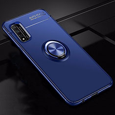Silikon Hülle Handyhülle Ultra Dünn Schutzhülle Tasche Silikon mit Magnetisch Fingerring Ständer T01 für Huawei Honor 20 Blau