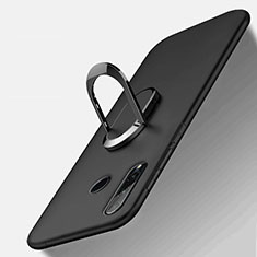 Silikon Hülle Handyhülle Ultra Dünn Schutzhülle Tasche Silikon mit Magnetisch Fingerring Ständer T01 für Huawei Honor 20E Schwarz